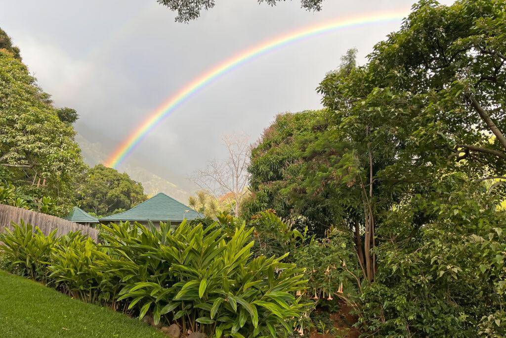 Iao valley inn rainbow over cottage