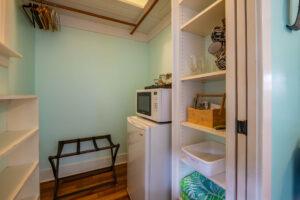 Orchid Room closet linens microwave eating